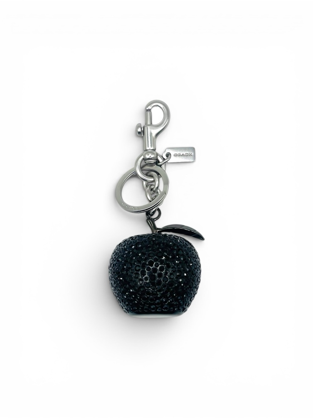 Auth NWT Coach Black Crystal Apple Bag Charm